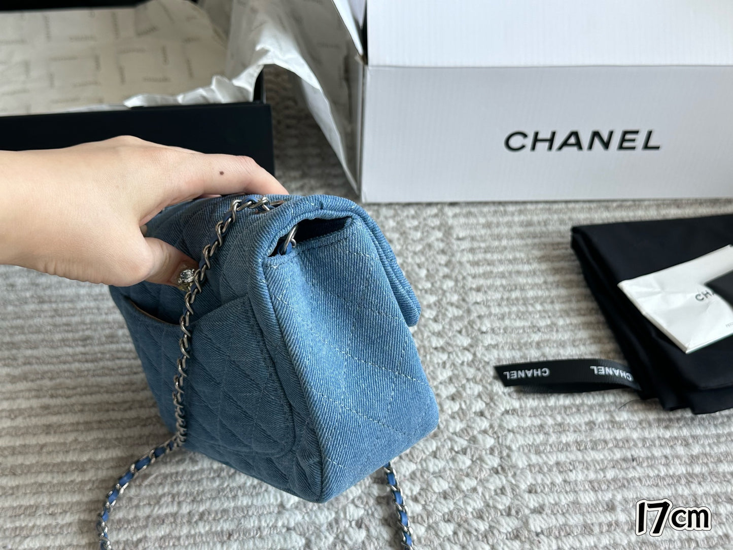 Chanel denim blue bag