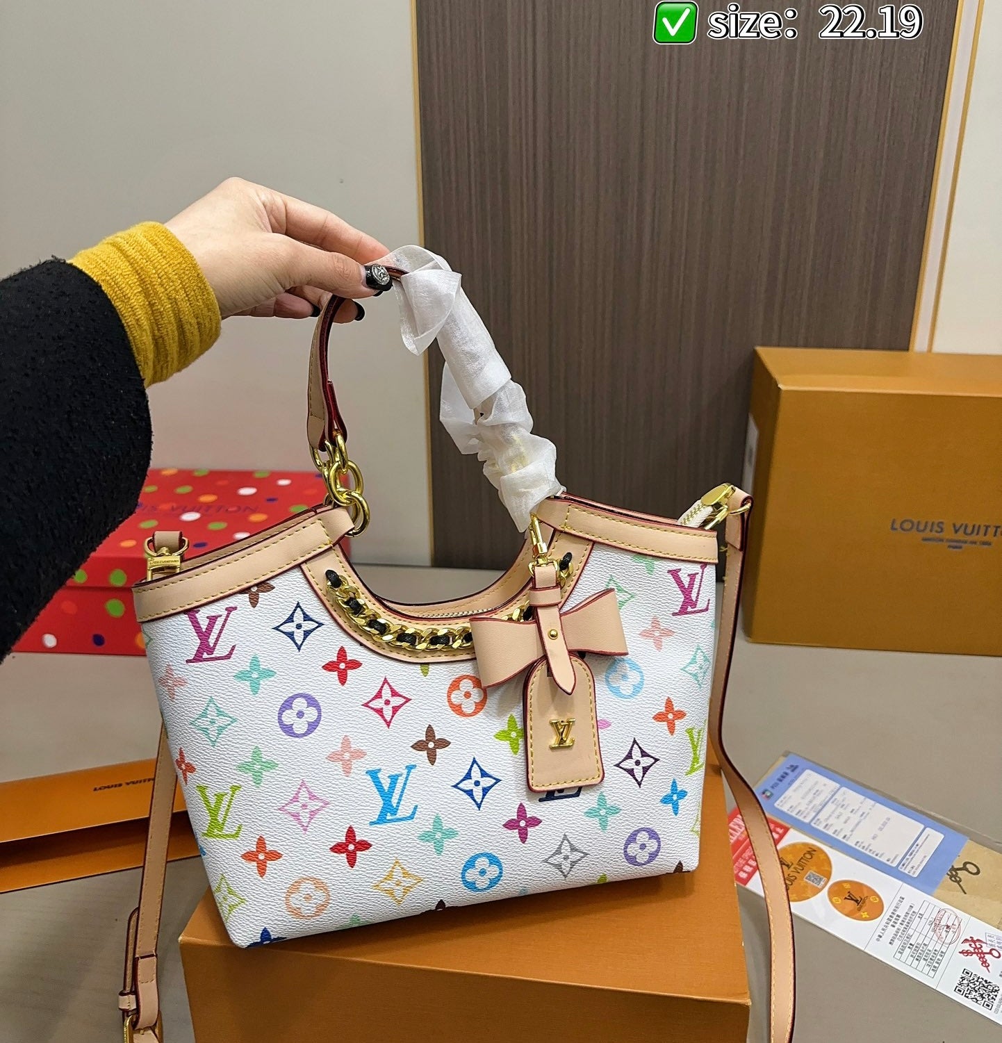 Lv monogram ribbon bag