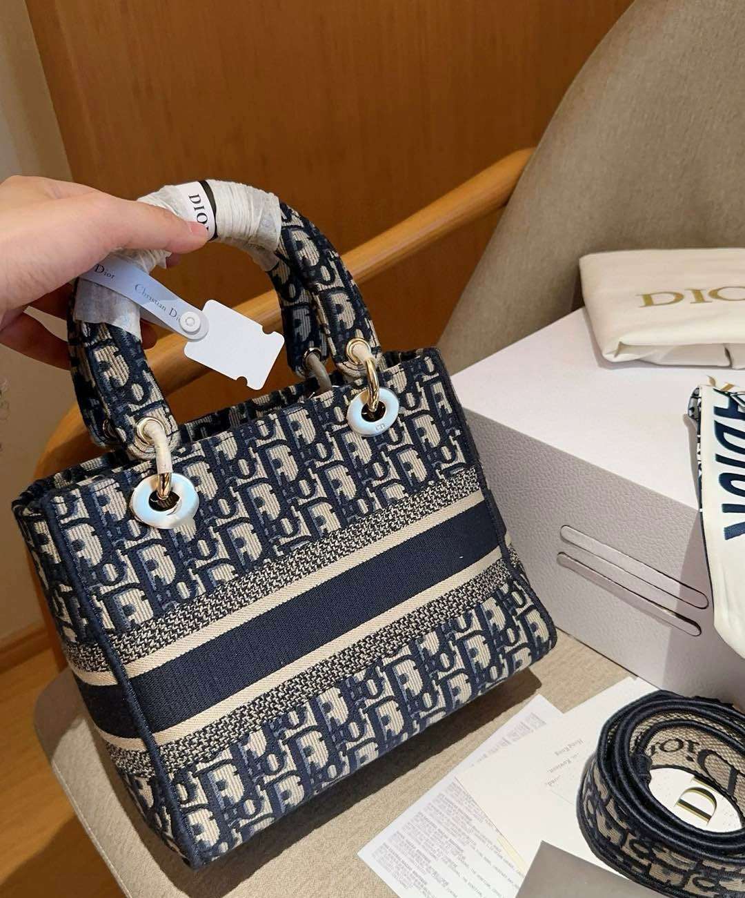 Dior D-lite medium monogram bag
