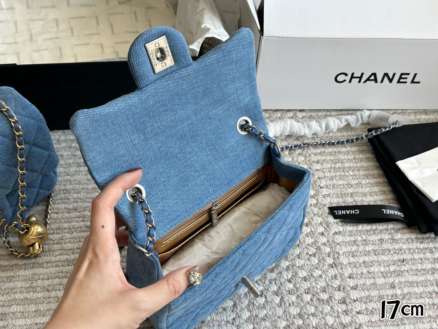Chanel denim blue bag