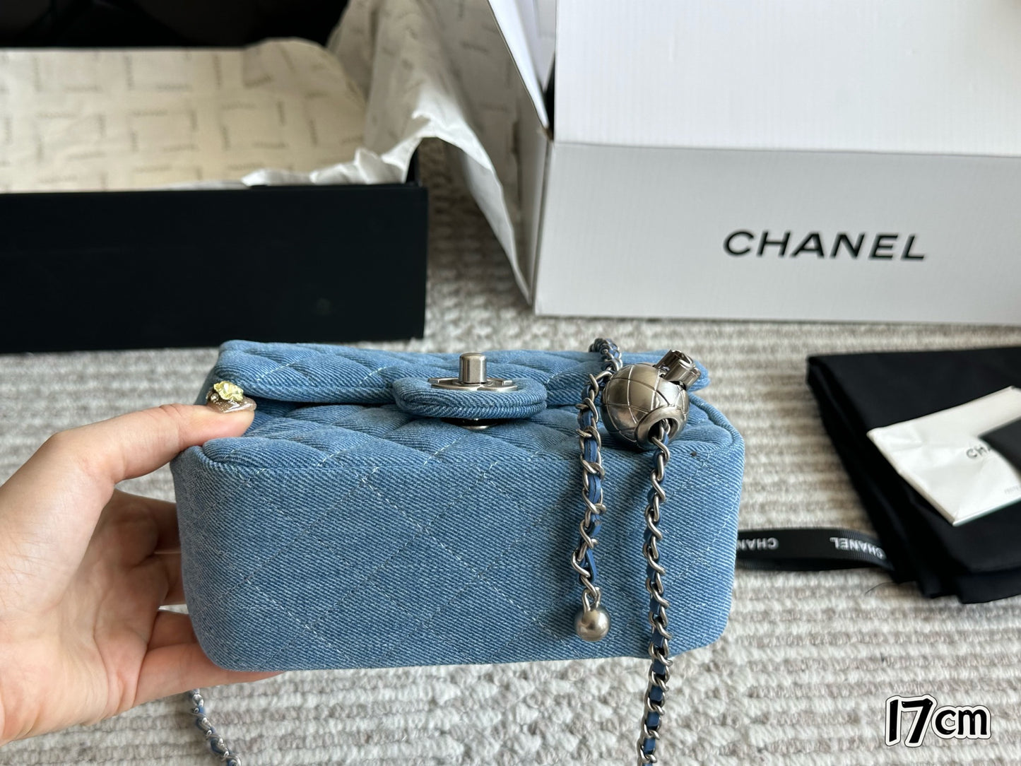 Chanel denim blue bag