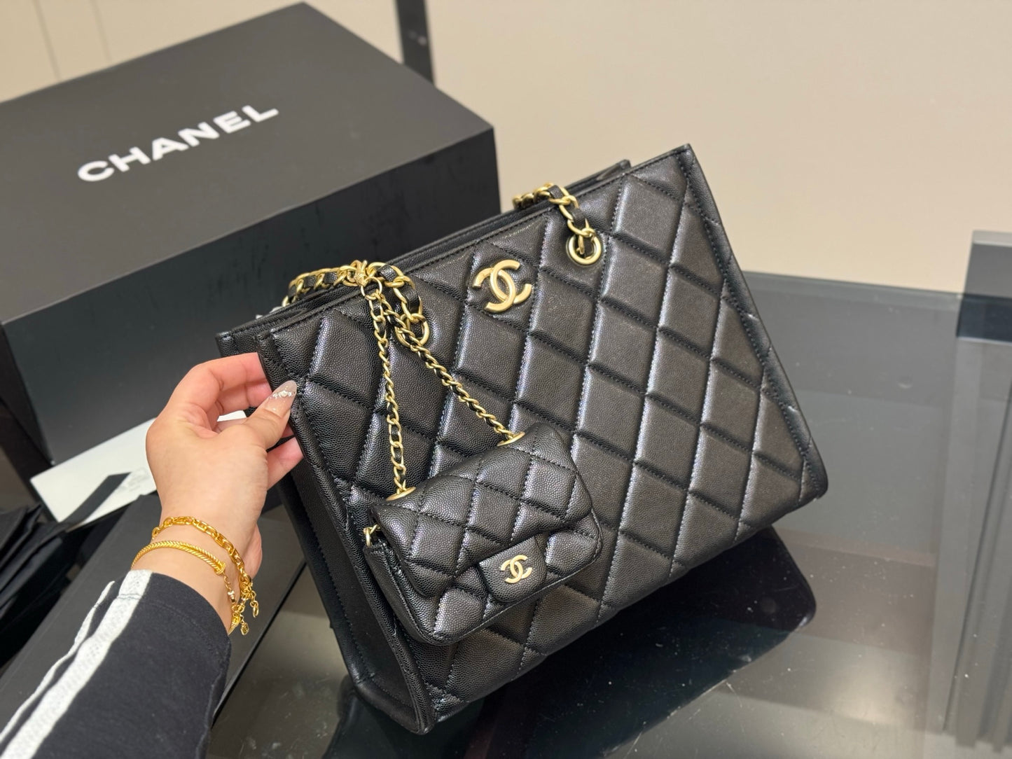 Chanel maxi calfskin clutch bag