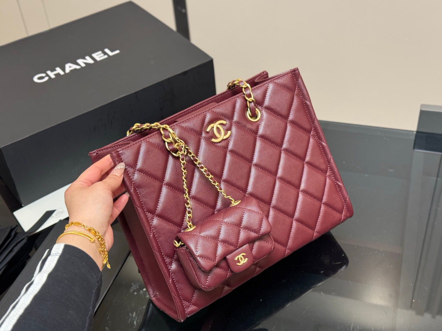 Chanel maxi calfskin clutch bag