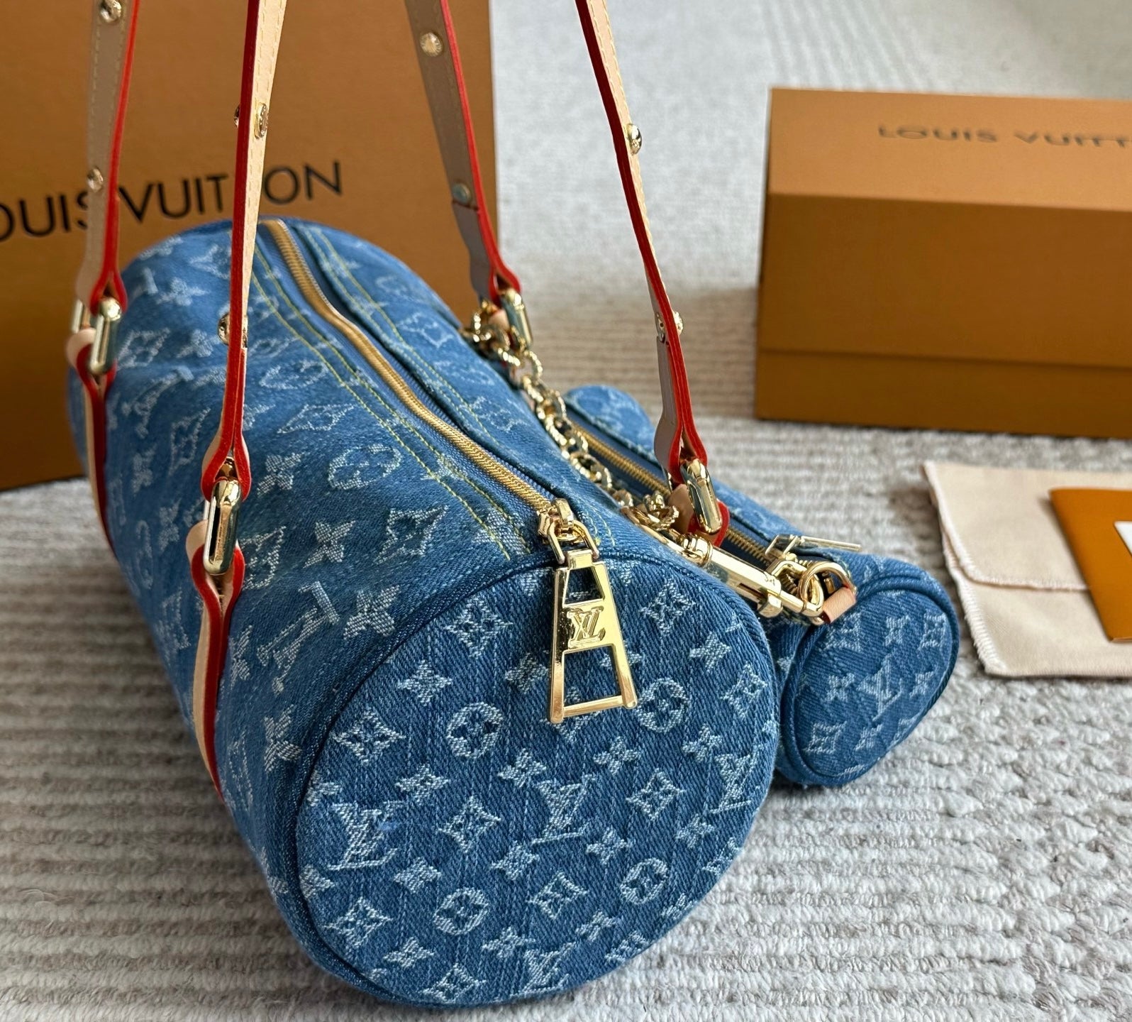 LV papillon handbag denim bag