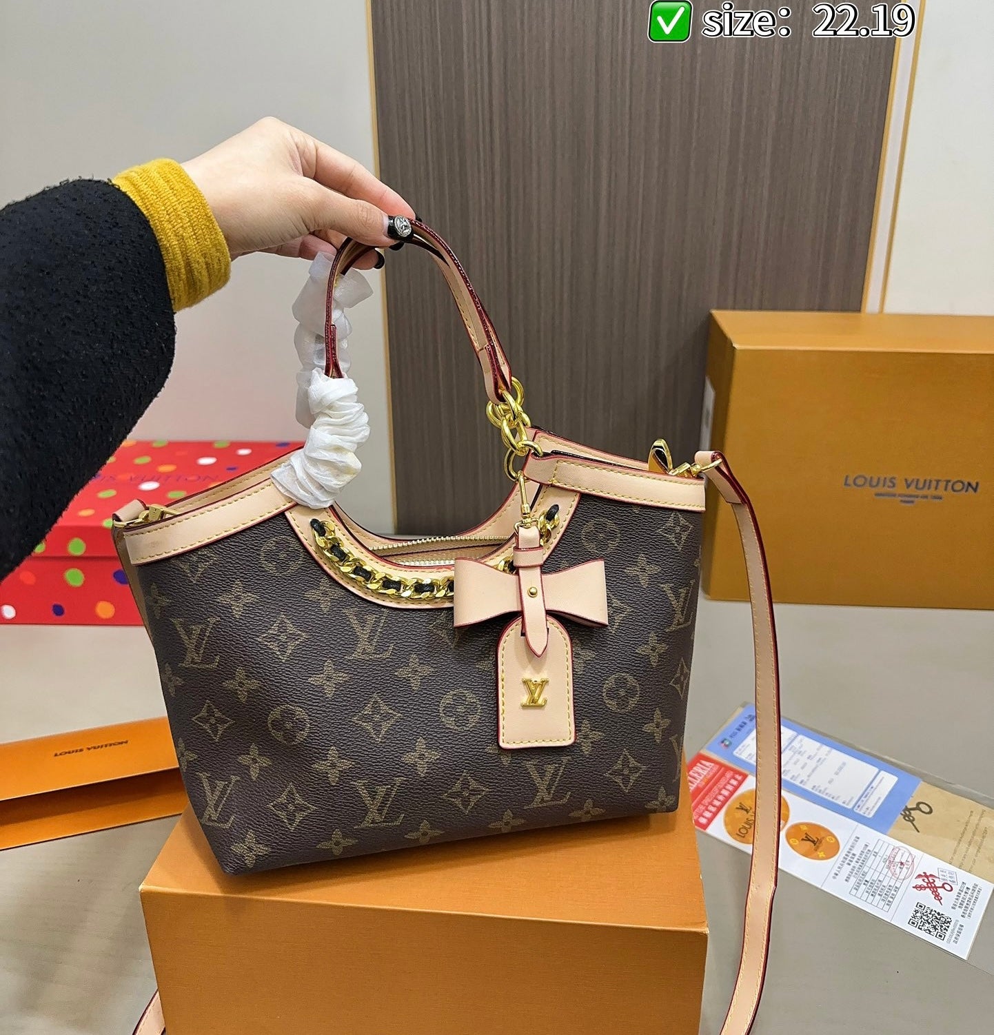 Lv monogram ribbon bag