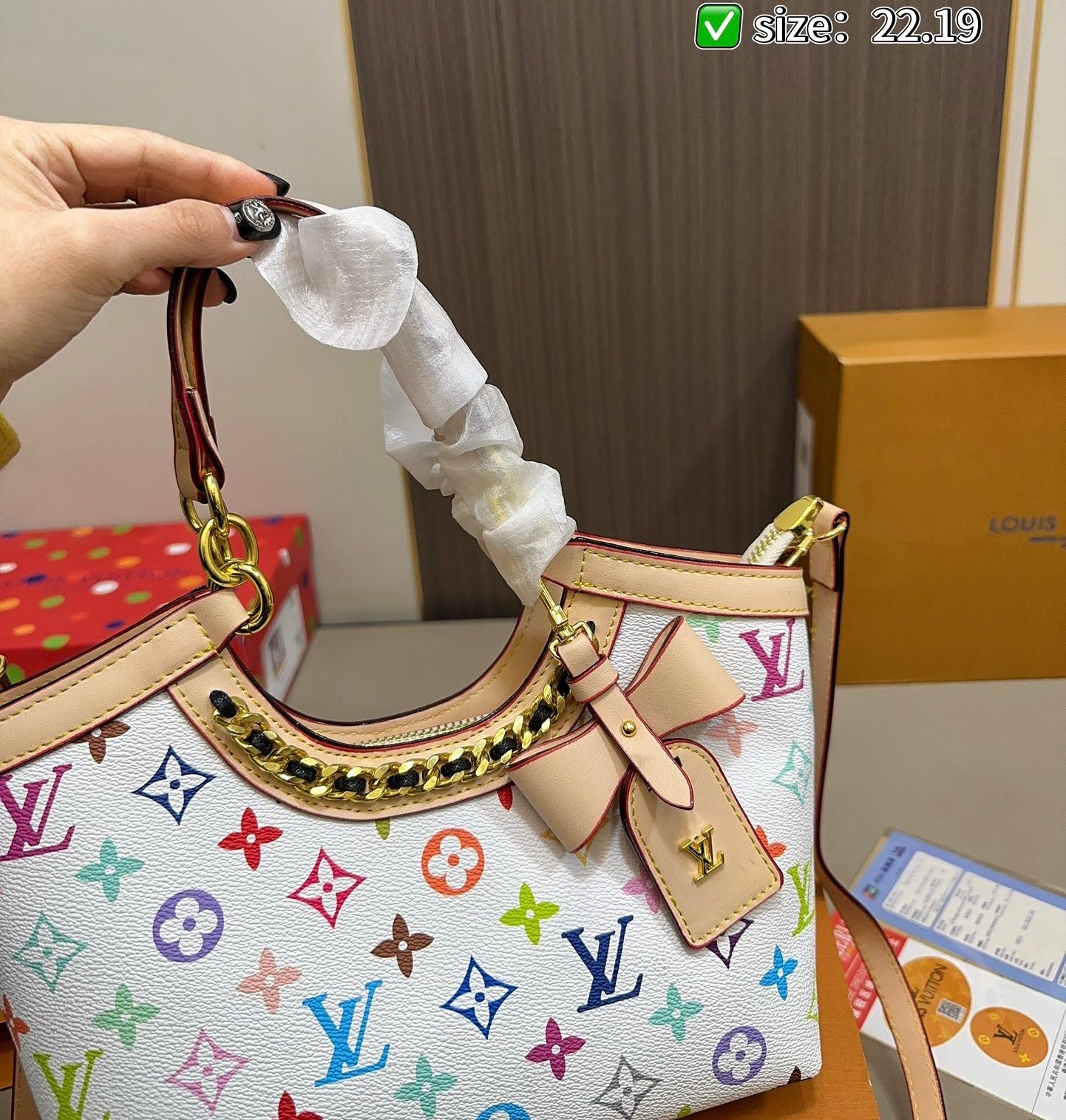 Lv monogram ribbon bag