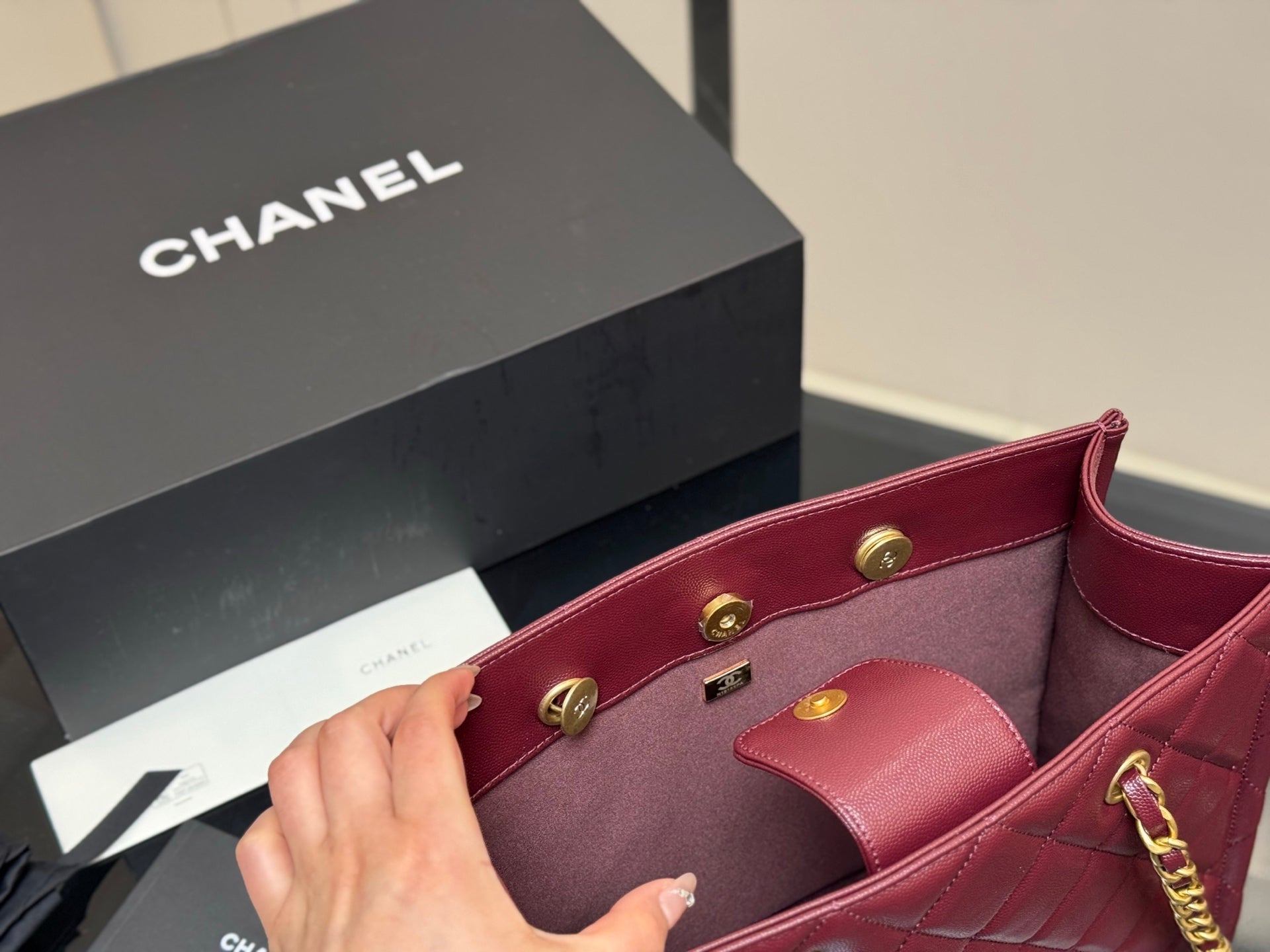 Chanel maxi calfskin clutch bag 