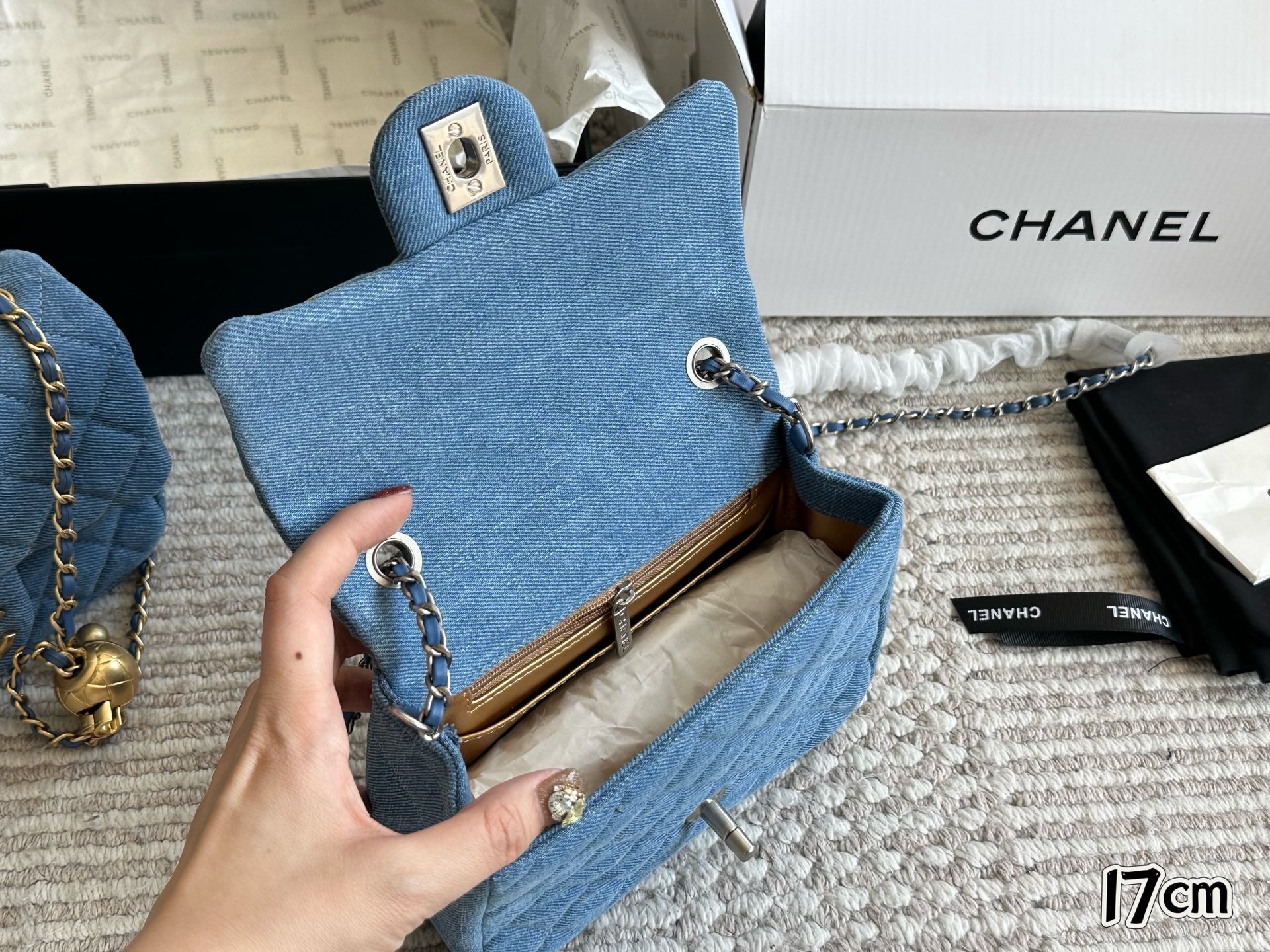 Chanel denim blue bag