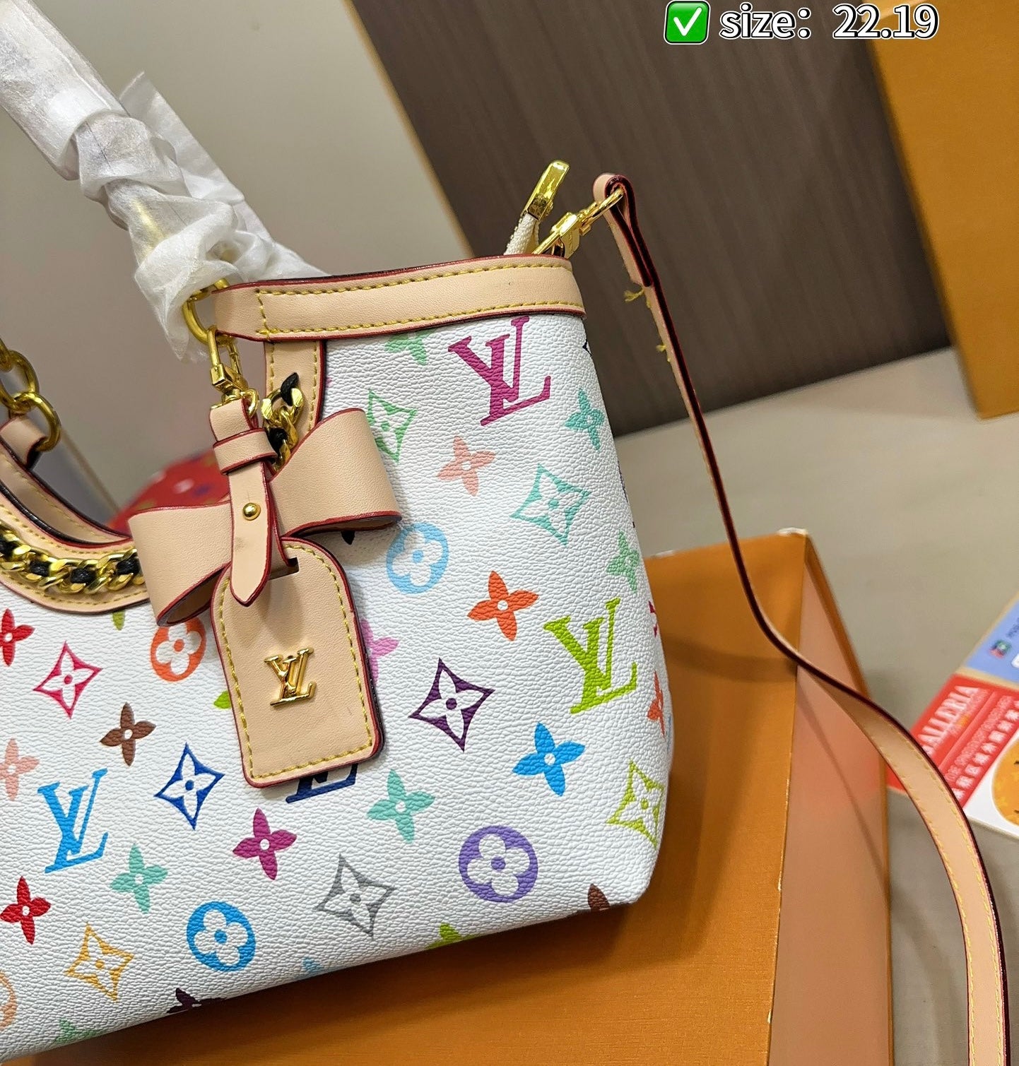 Lv monogram ribbon bag