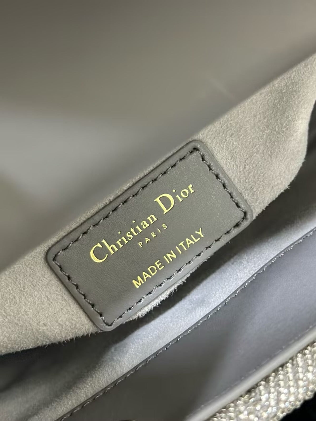 Lady Dior metallic grey bag 