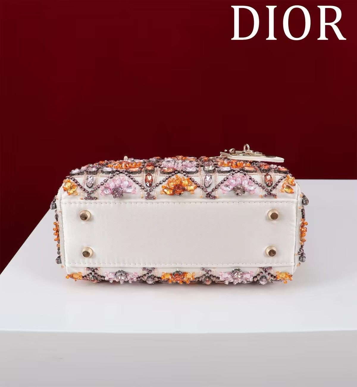 Lady Dior Metallic pink orange bag