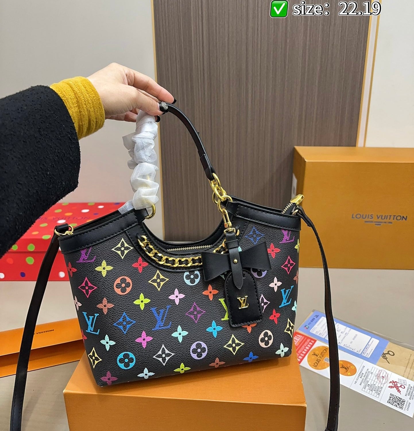 Lv monogram ribbon bag