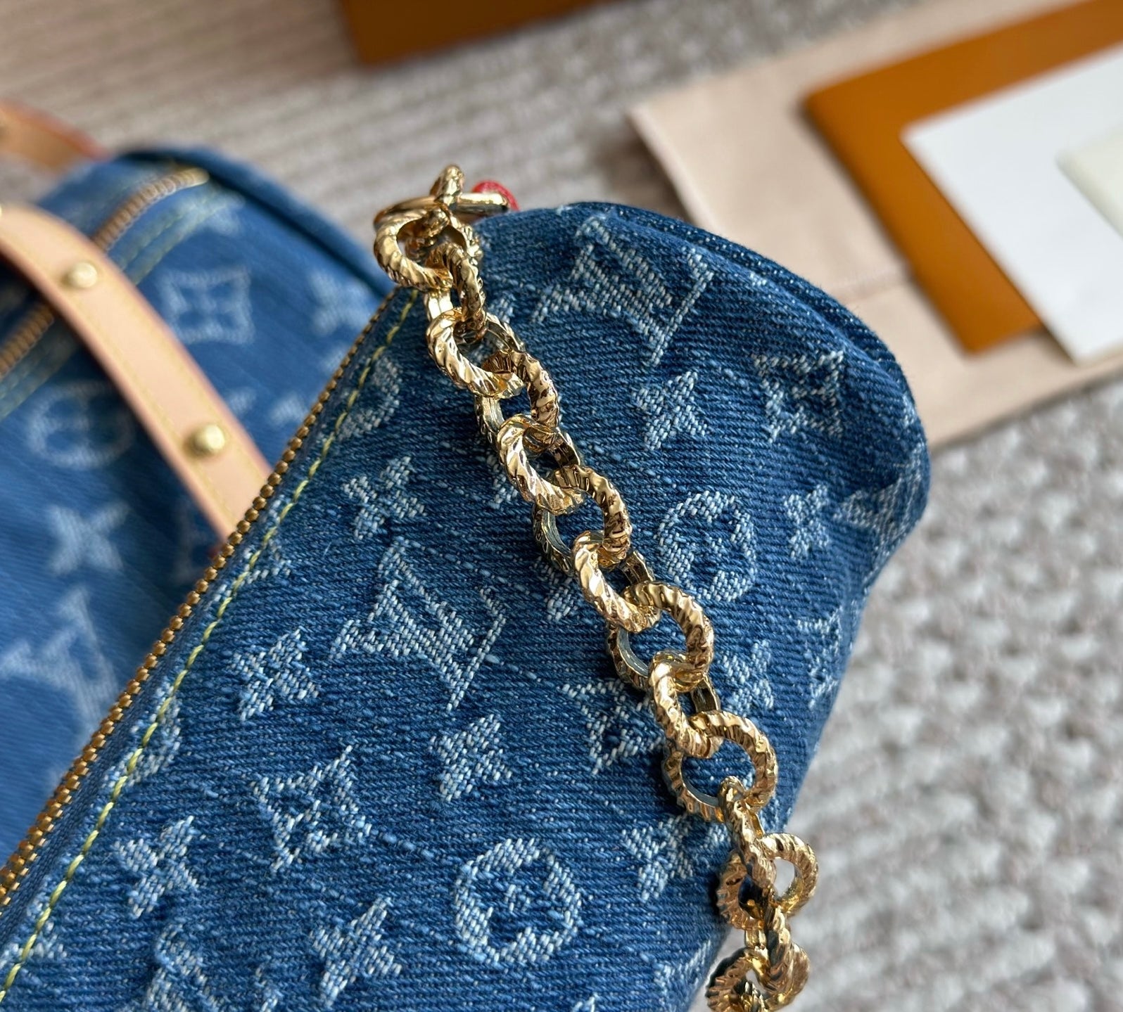 LV papillon handbag denim bag