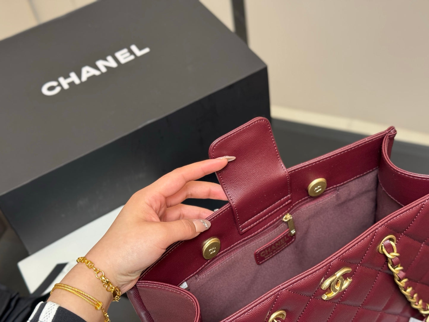 Chanel maxi calfskin clutch bag 
