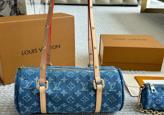 LV papillon handbag denim bag