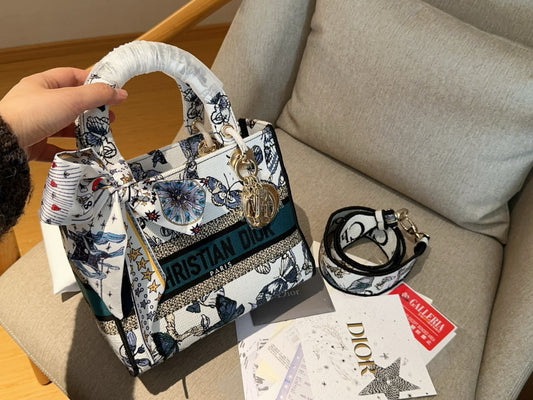 Dior D-lite medium blue bag